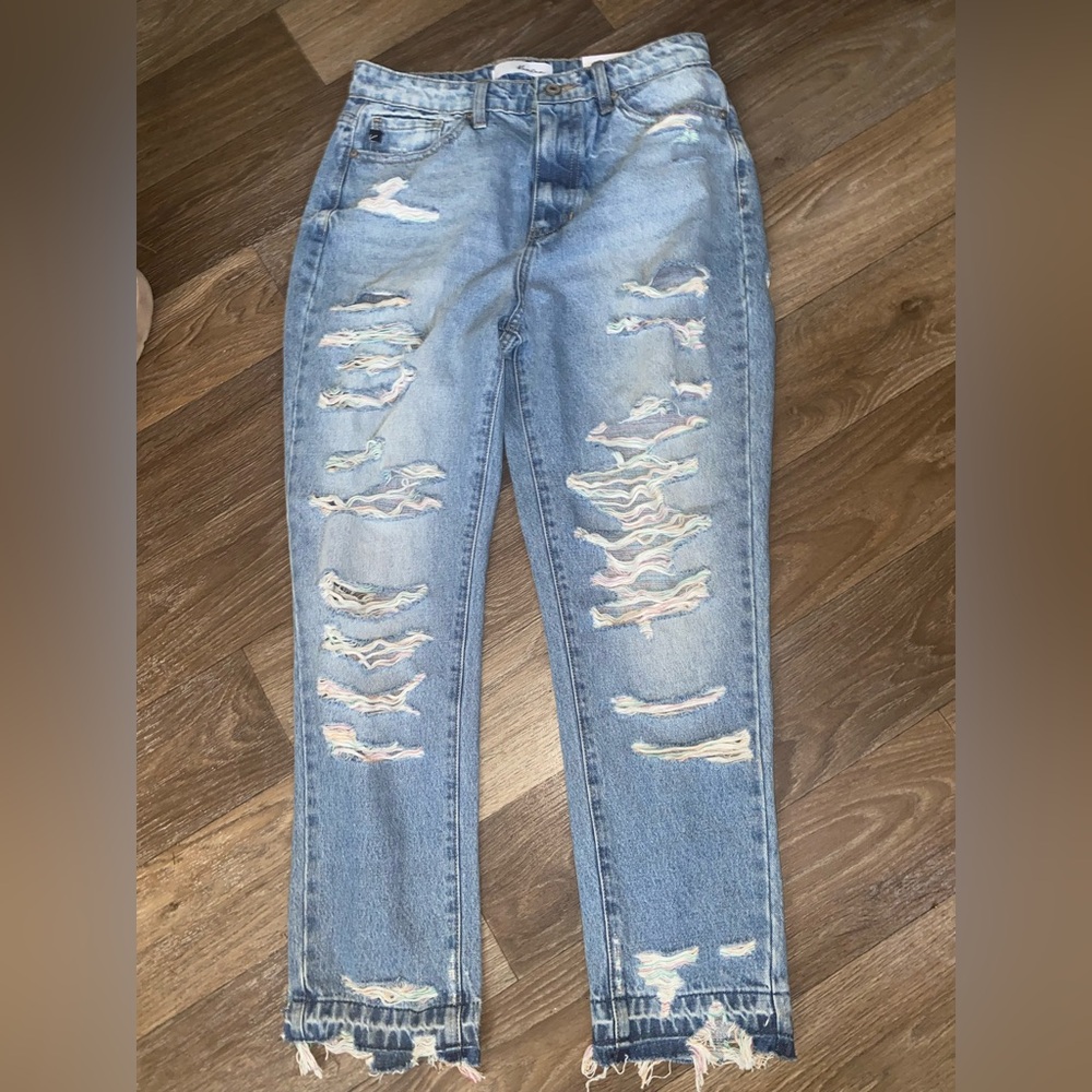 KanCan Light Blue Ripped Straight Leg Jeans